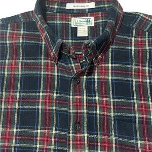 LL Bean Traditional Fit Flannel Shirt XXL Tall Tartan Plaid Big & Tall Button-up